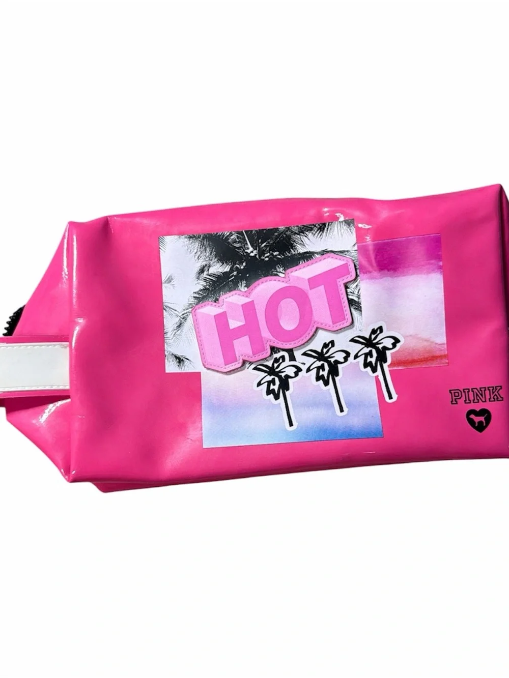 PINK Hot Graphic Cosmetic Bag - Bright Pink